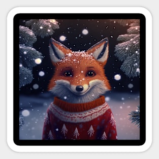 Cute Christmas Fox Sticker